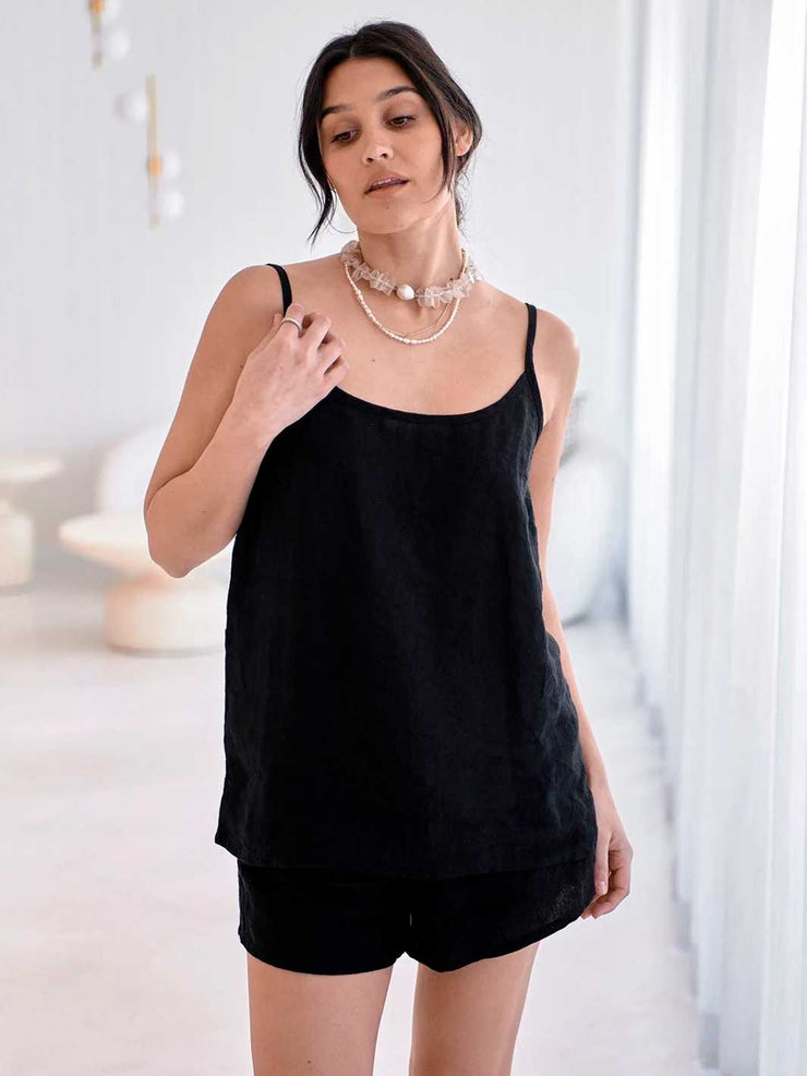 Eadie Lifestyle Fundamental Linen Cami Black Meadow Store