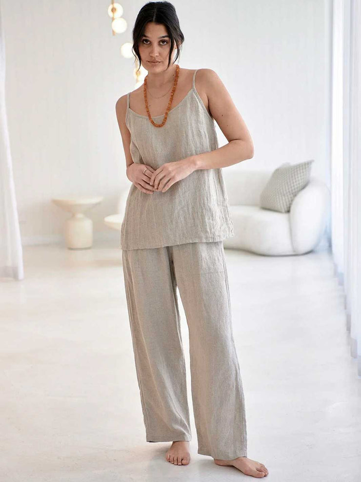 Eadie Lifestyle Fundamental Wide Leg Pant Elastic Waist Natural Oatmeal Meadow Store