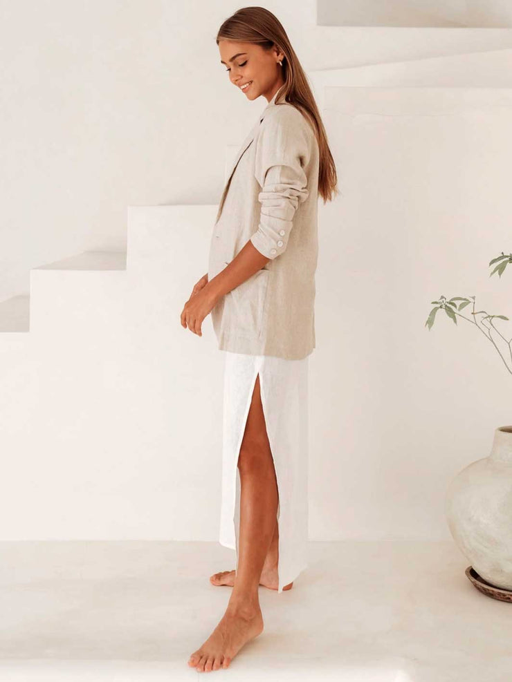 Free the Label Corfu Linen Blazer Oatmeal Meadow Store