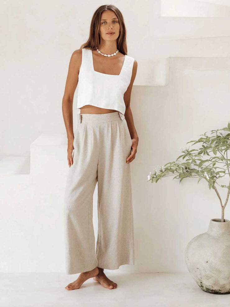 Free the Edit Monaco Wide Leg Pants Oatmeal