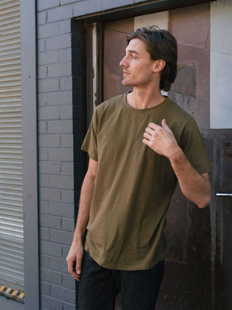 Hemp Clothing Australia Mens Classic Tee Olive Ethical Meadow Store