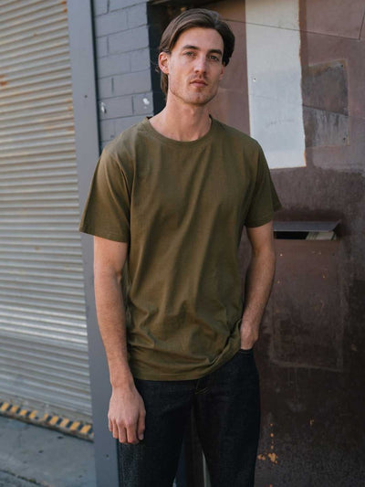 Hemp Clothing Australia Mens Classic Tee Olive Hemp Cotton Meadow Store