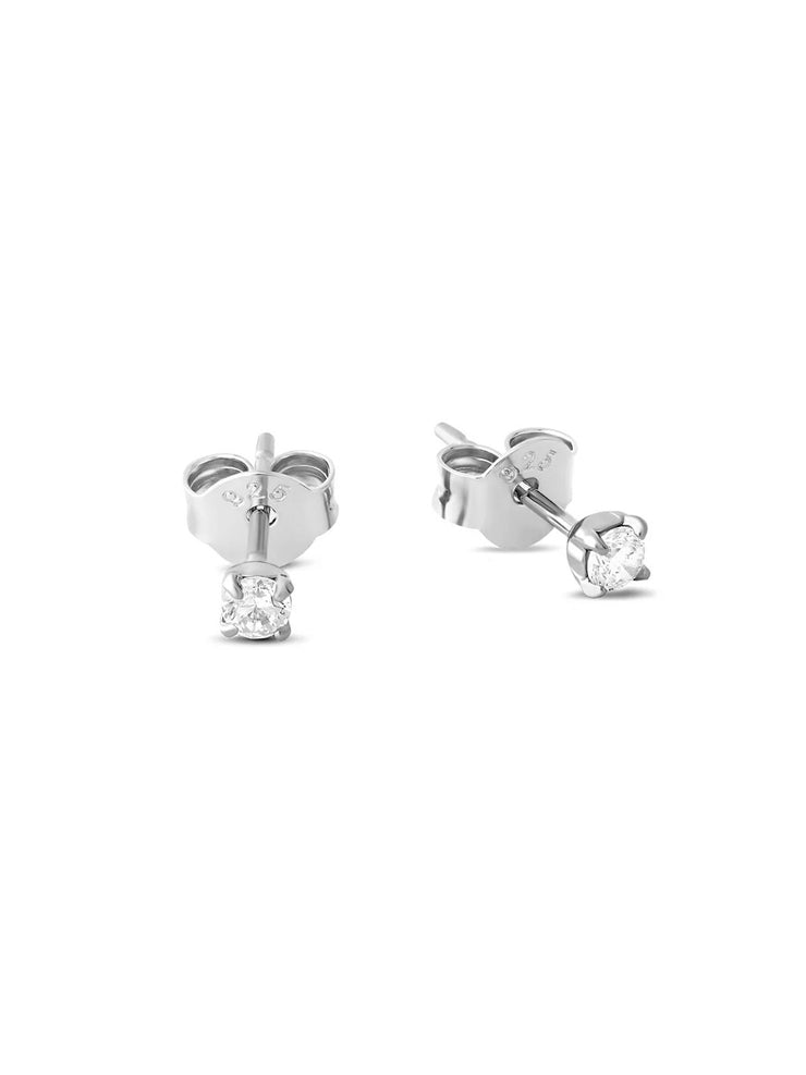 Delicate Crystal Studs Silver