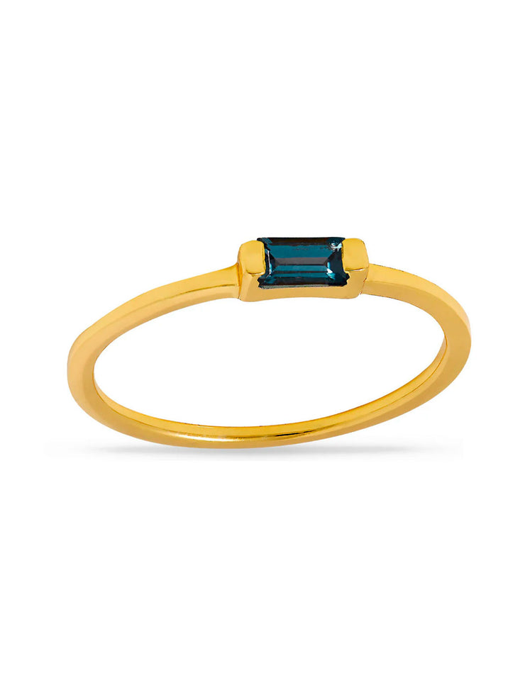 Midsummer Star Lumen Baguette Blue Topaz Ring Gold